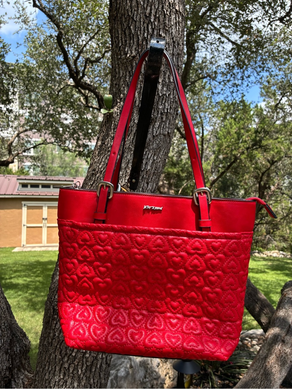 Betsey Johnson Red Quilted Heart Tote